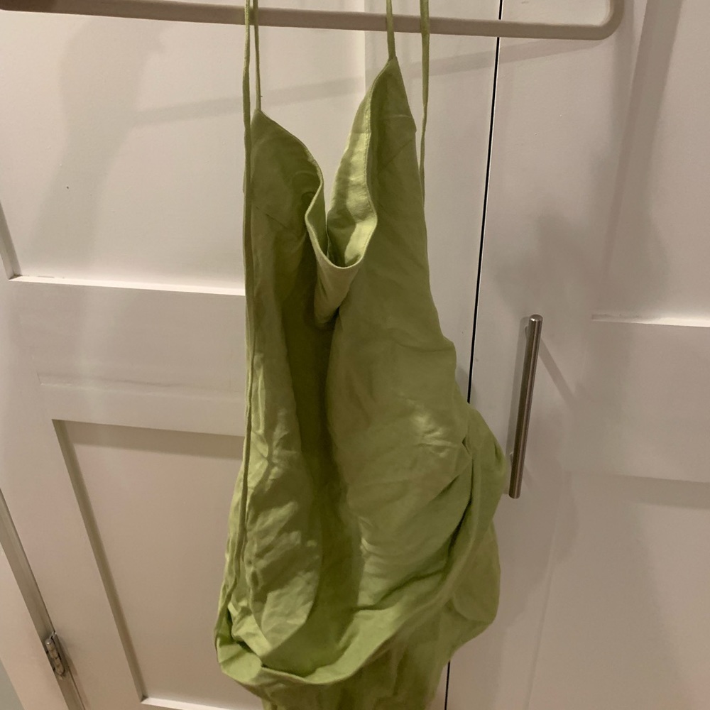 NWOT Green Asymmetrical Backless Summer Dress - Picture 3 of 5